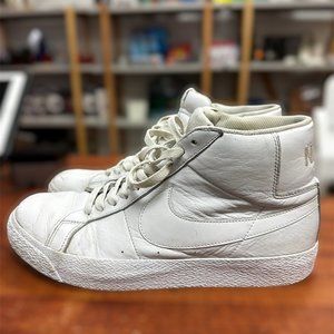 Nike SB Zoom Blazer Mid - Triple White - Size 10.5 Mens - Well Worn